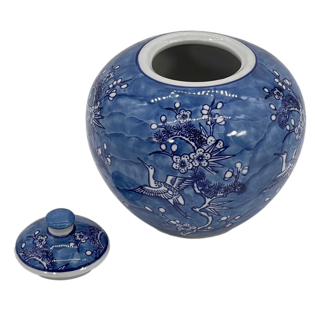 Floral Ceramic Chinoiserie Ginger Jar 8"