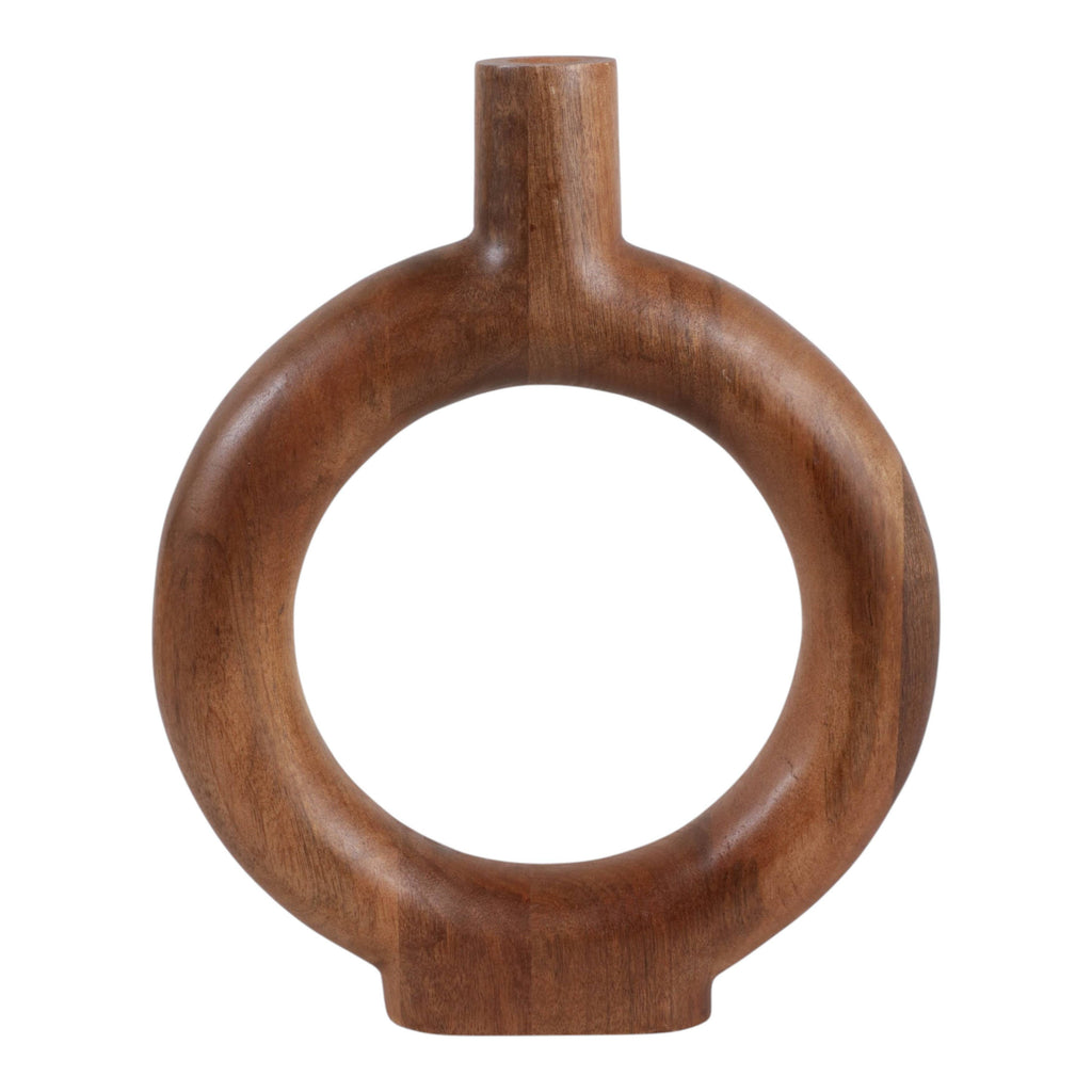 Brown Wood Donut Vase, 14 in.