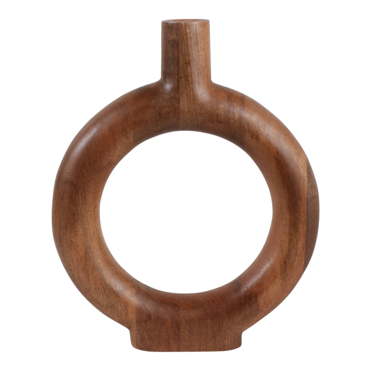 Brown Wood Donut Vase, 14 in.