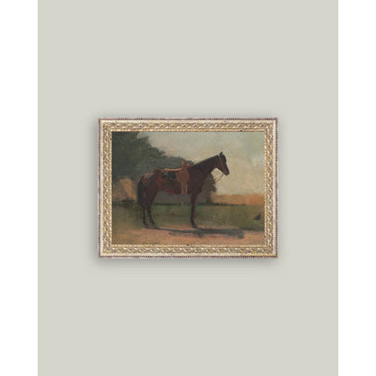 Saddled Horse Framed Antique Art