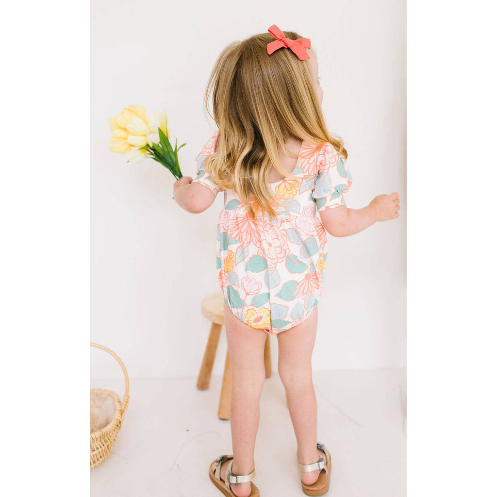 Ollie Jay Puff Baby Romper in Soft Floral