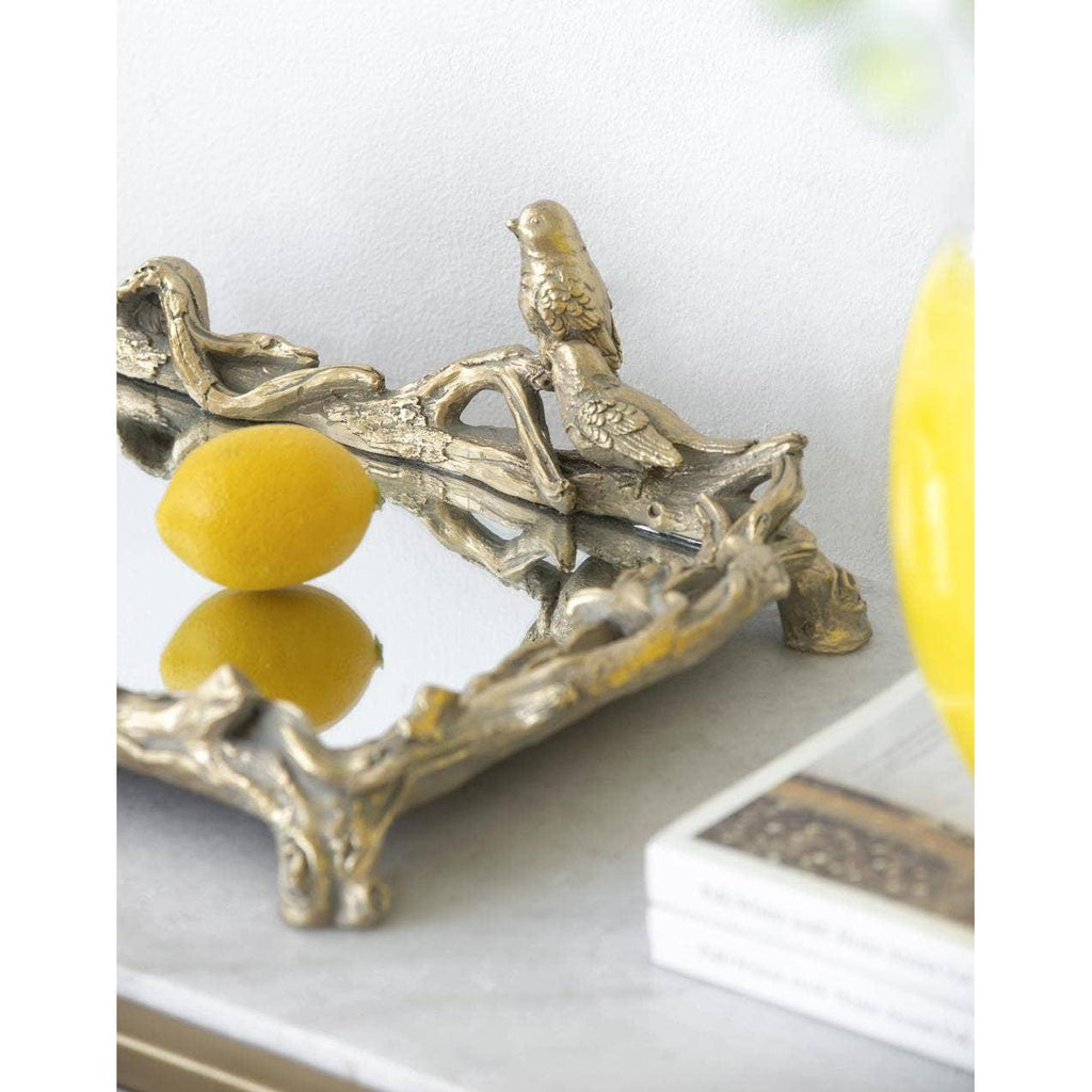 Birdsong Gold Mirrored Tray