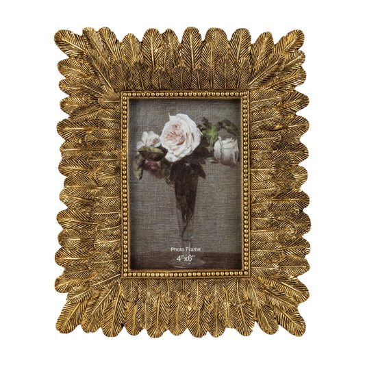 Gold Feather Motif Picture Frame