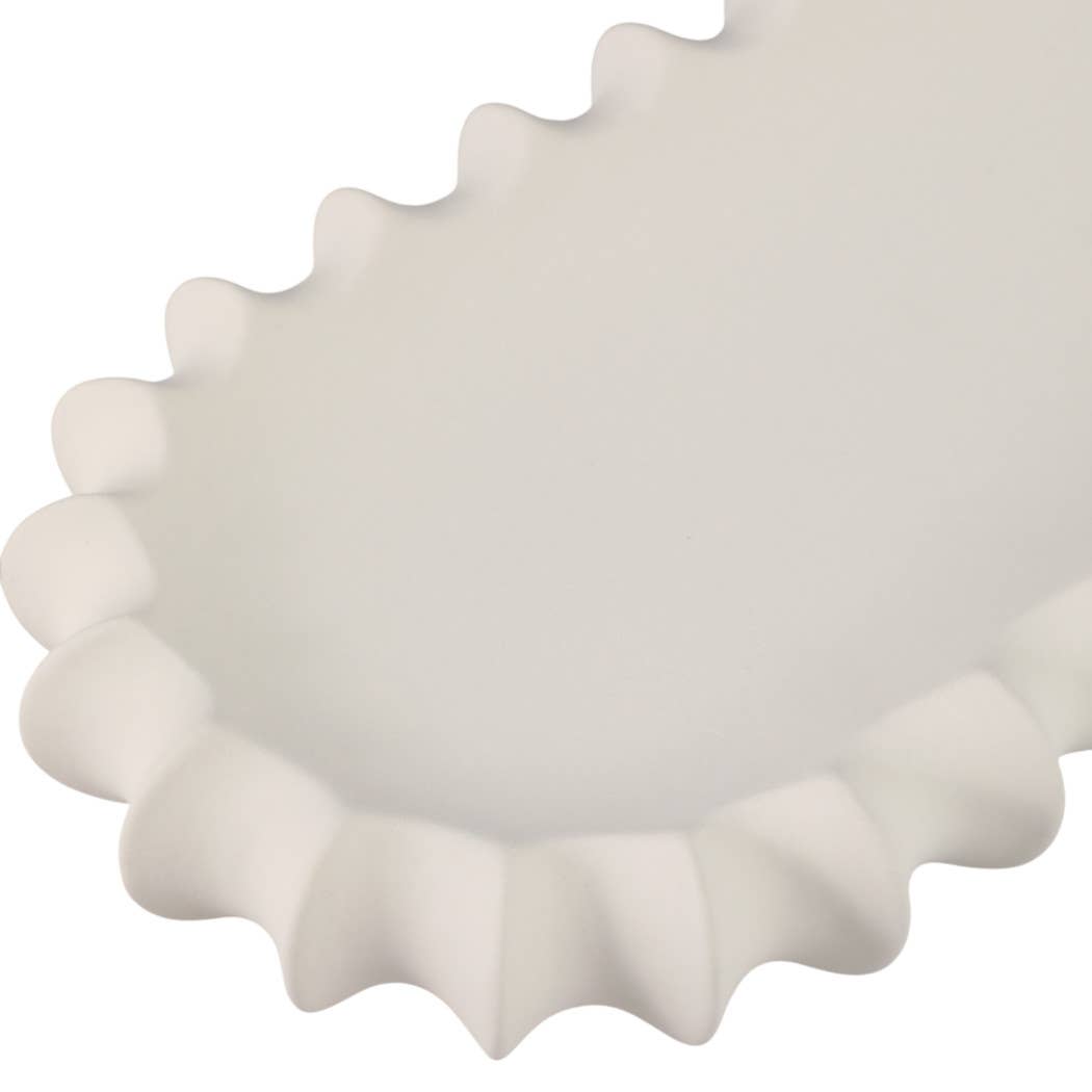 Decorative Tray - White Ceramic Scalloped Edge, 18 in.