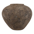 Decorative Vase - Brown Pottery Modern Round Shape, 14 in