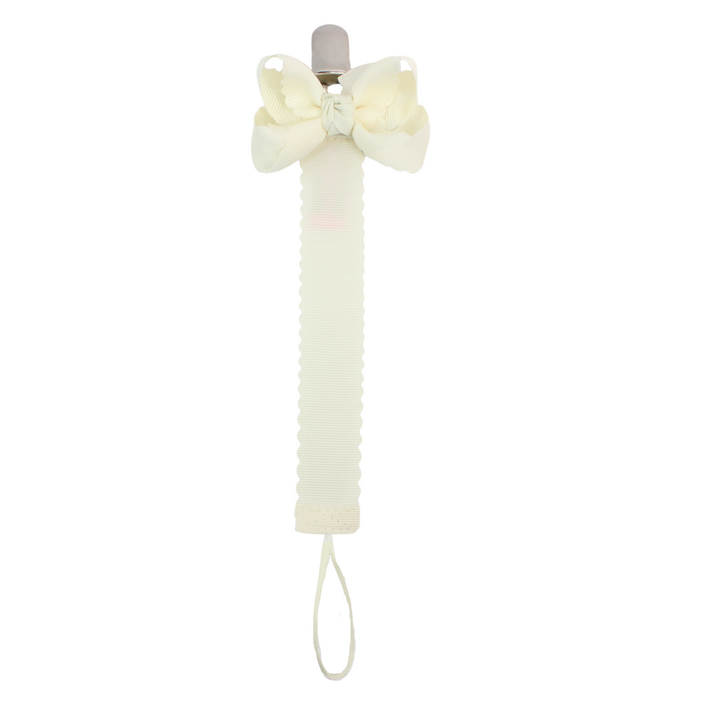 Scalloped Grosgrain Pacifier Clip w/ Detachable Bow