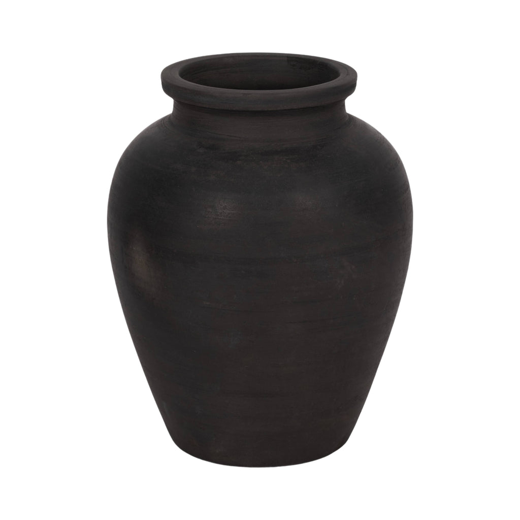 Ceramic Traditional Round Jug Vase - Black, 10 in.