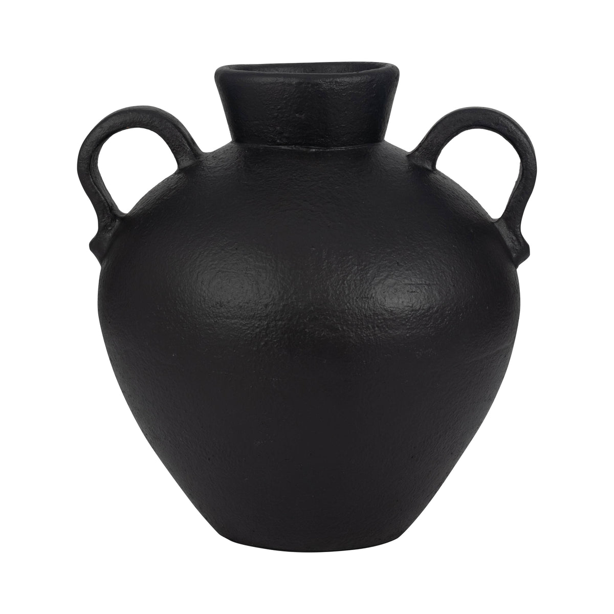 Ceramic Amphora Vase with Two Handles - Black, 17 in.