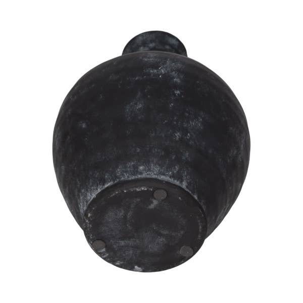 Black 12 in. Abstract Weathered Terracotta Jug with Handle