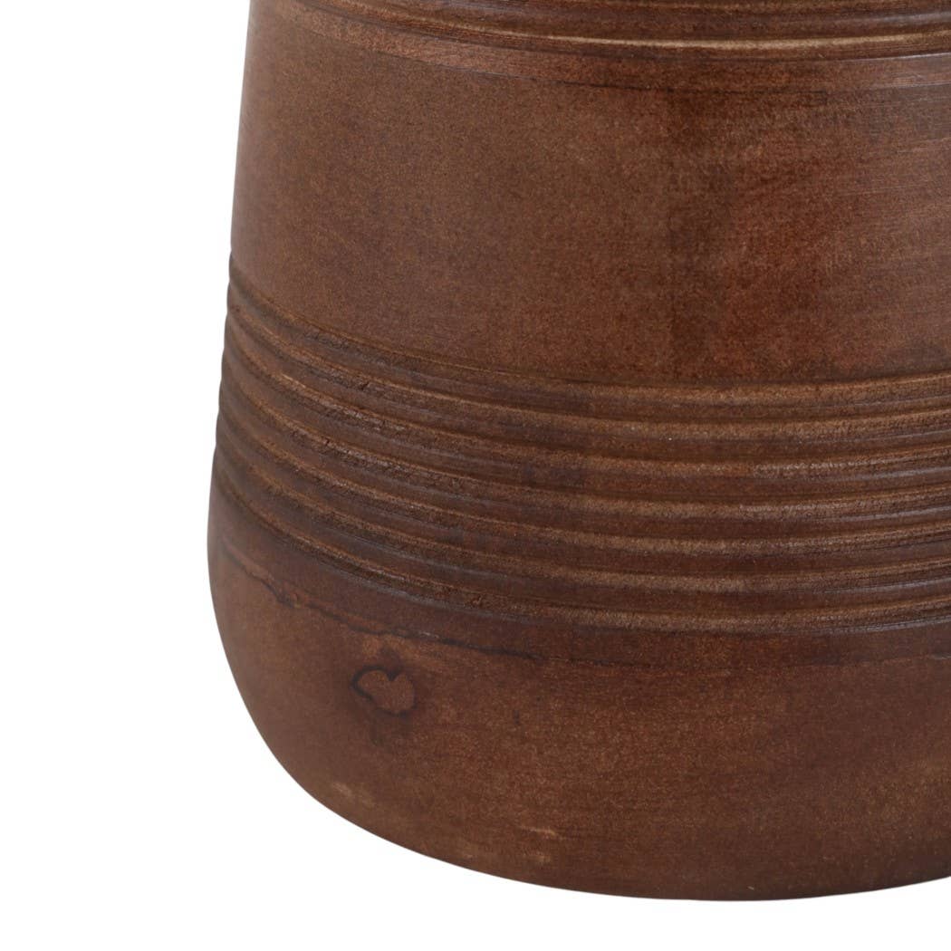 Table Lamp - Brown Iron and Modern Wood Tapered Base, 29 in.