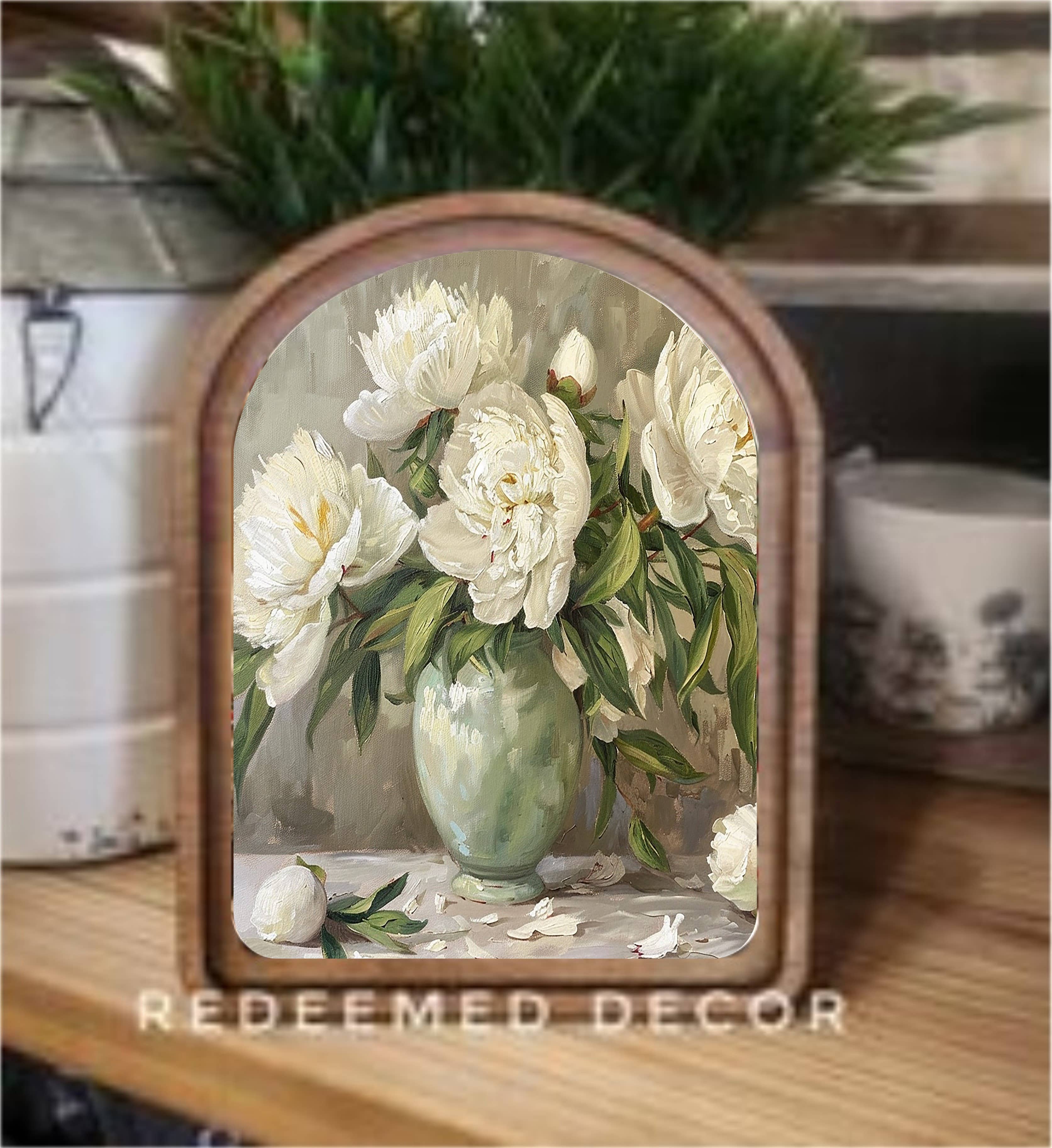 Arch Top Muted Peony Framed Art | Housewarming for Stormy Runnels & Justyn Brown