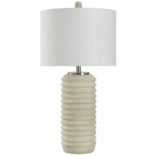 Brie & Brushed Steel Transitional Table Lamp