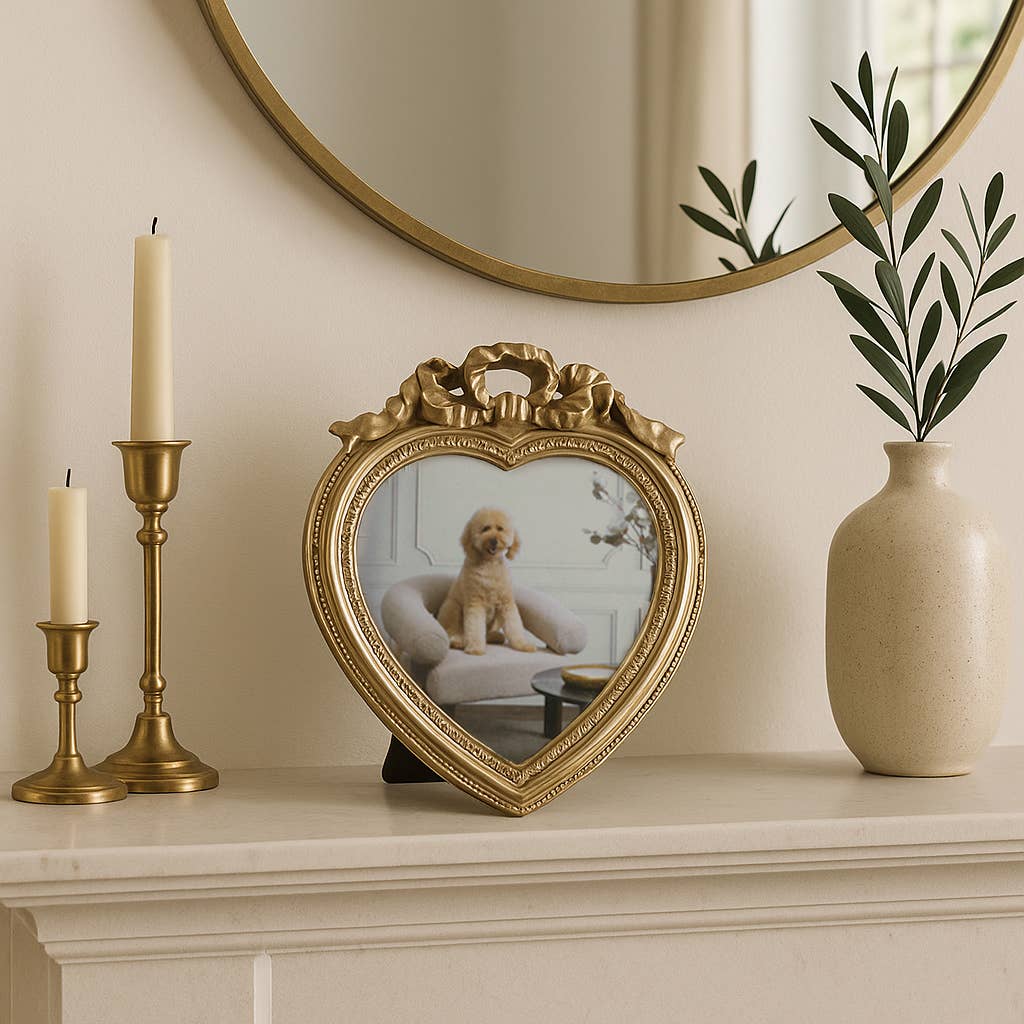 Photo Frame - Gold Polyresin Coquette Heart, 5x5 in.