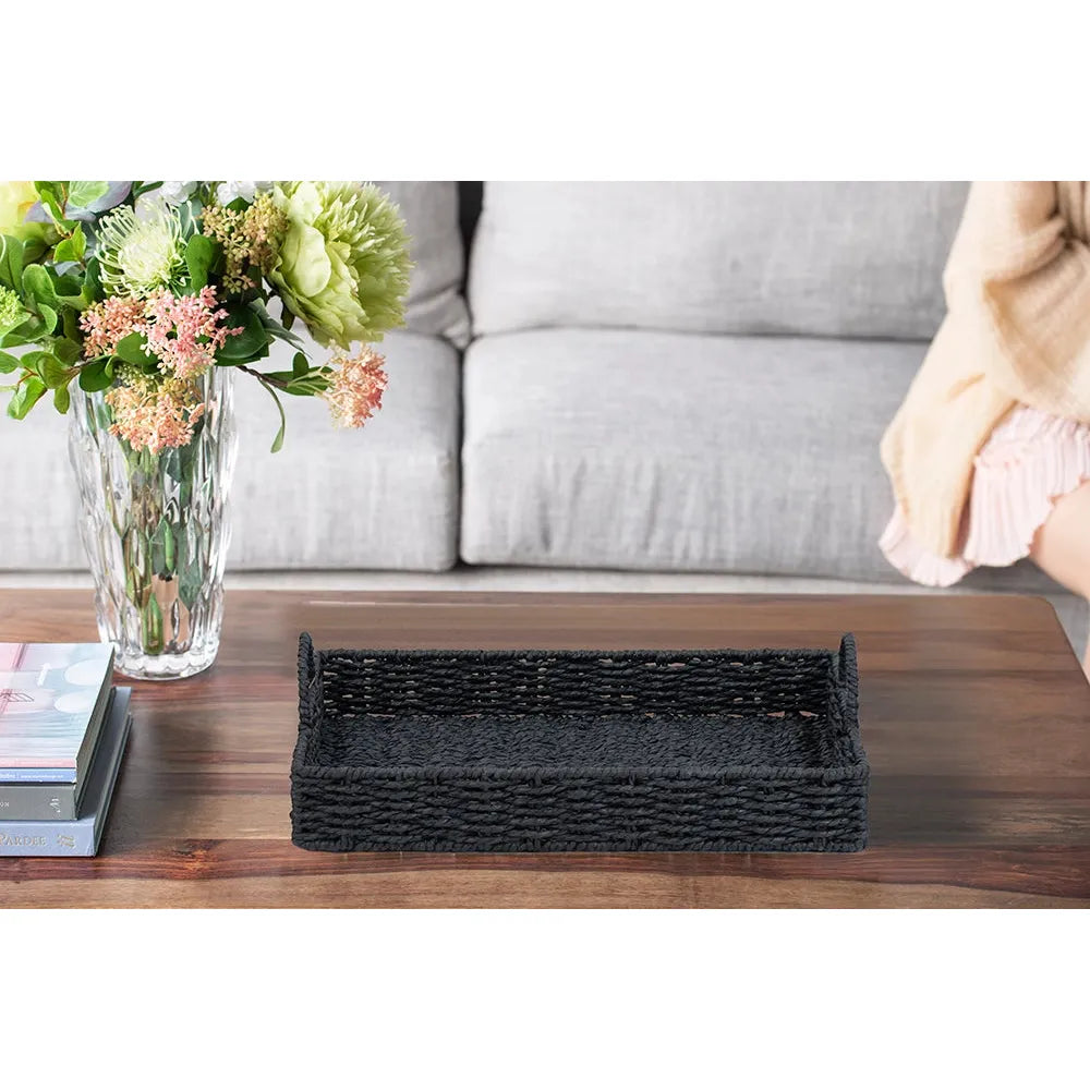 Onyx Woven Tray Collection, Set of 3
