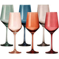 Colored Wine Glasses Pastel Large 6 Set Colors Crystal Glass