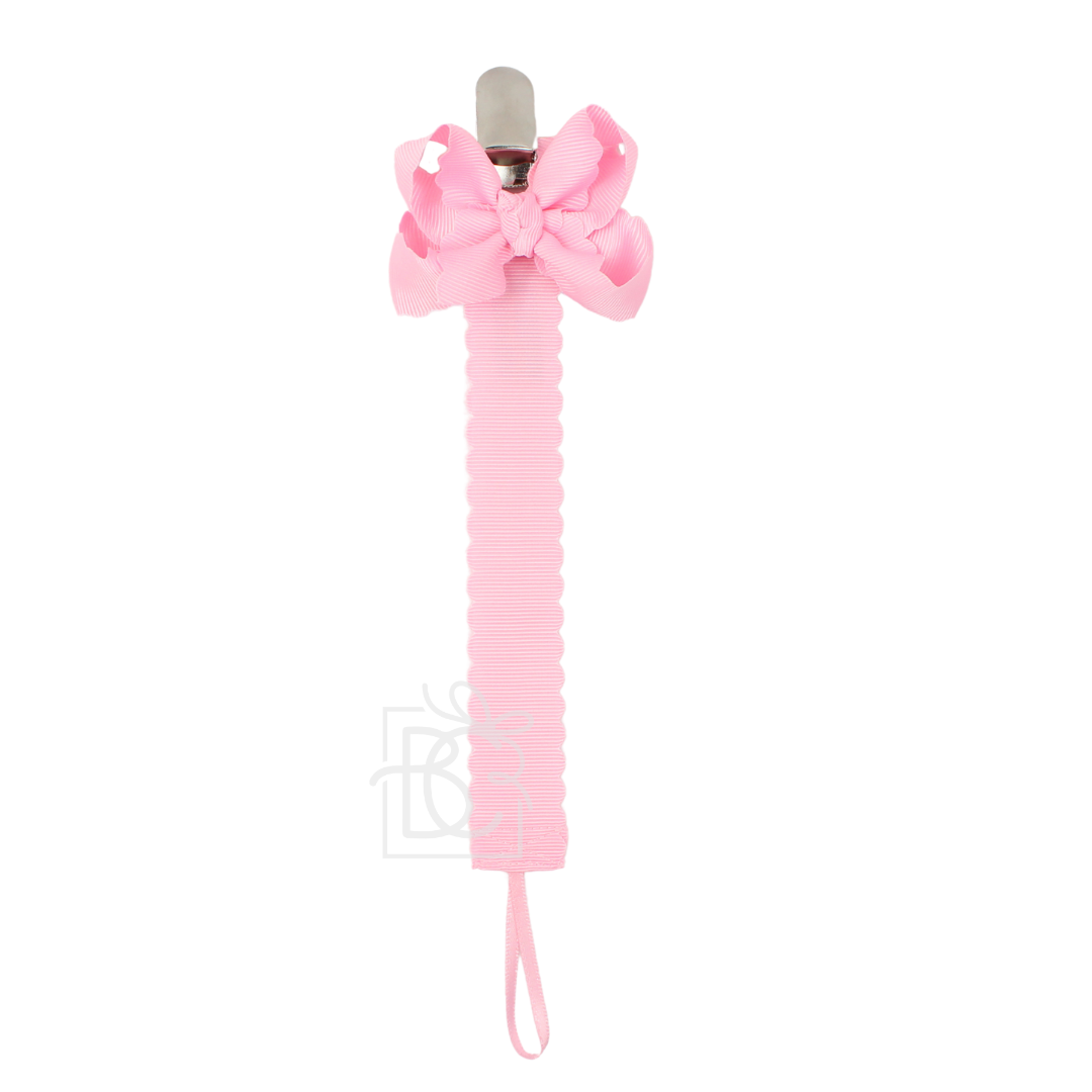 Scalloped Grosgrain Pacifier Clip w/ Detachable Bow