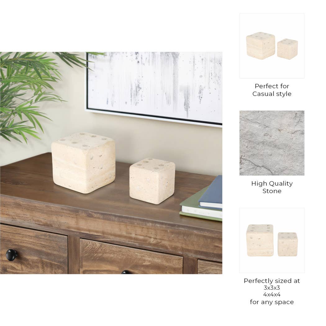 Marble Stone Dice, Ivory