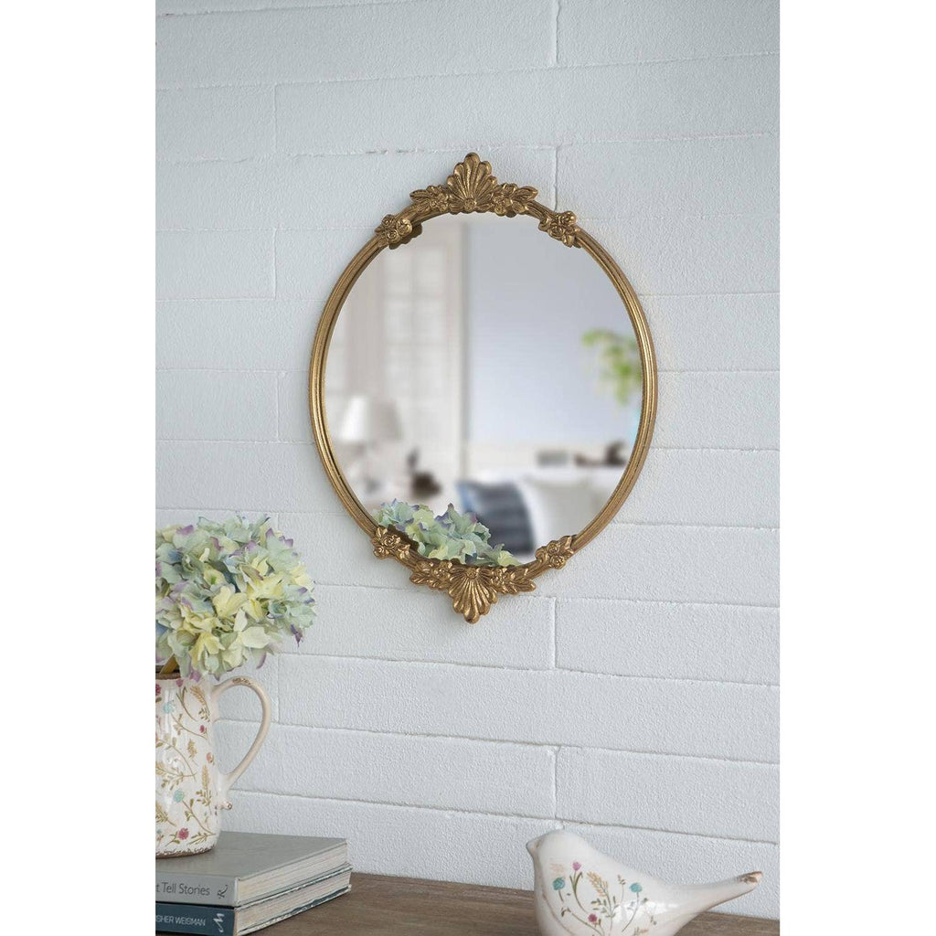 Mirror Tray with Gold Iron Floral Frame