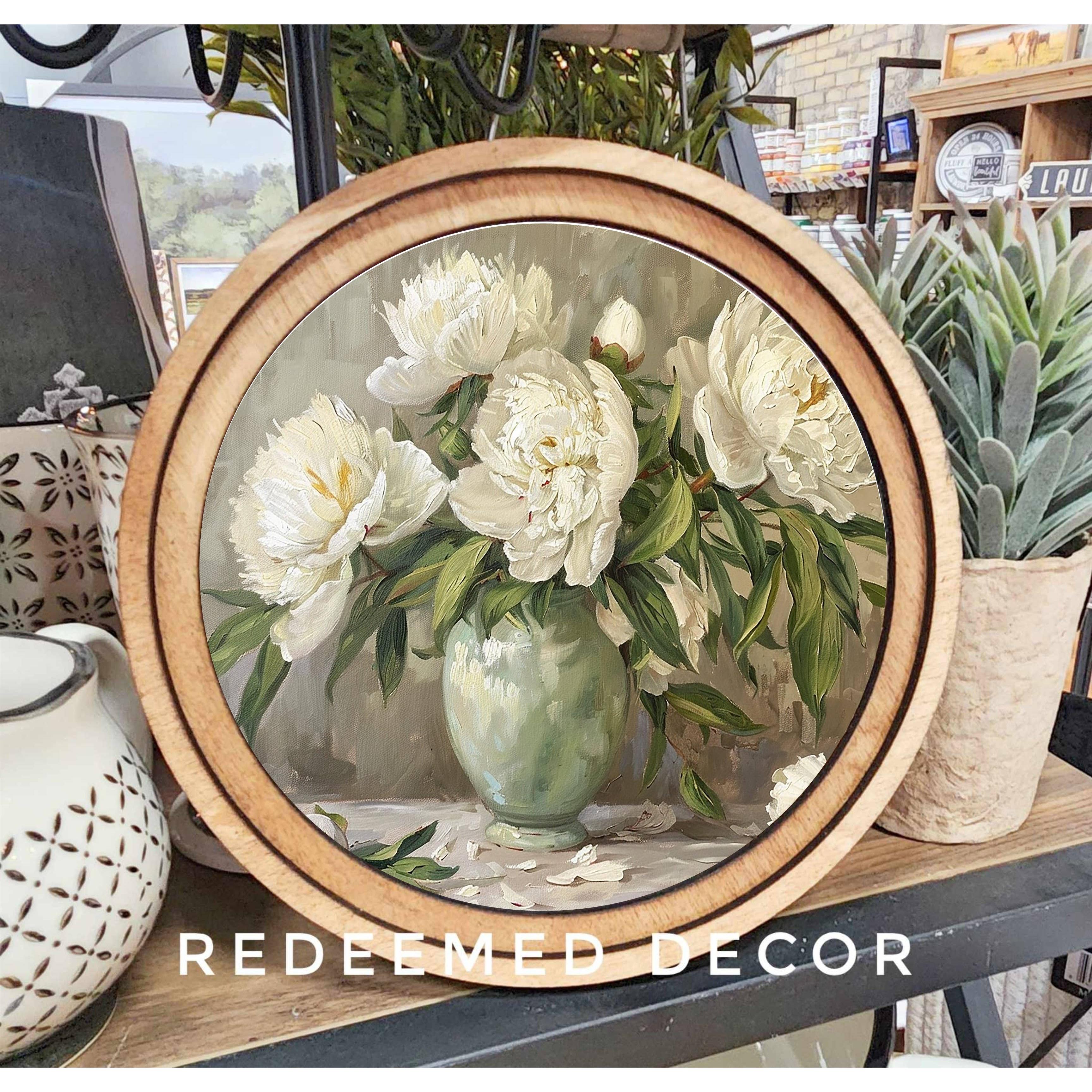 Round Muted Peony Art | Bridal Shower Makayla Smith and Micah McArthur