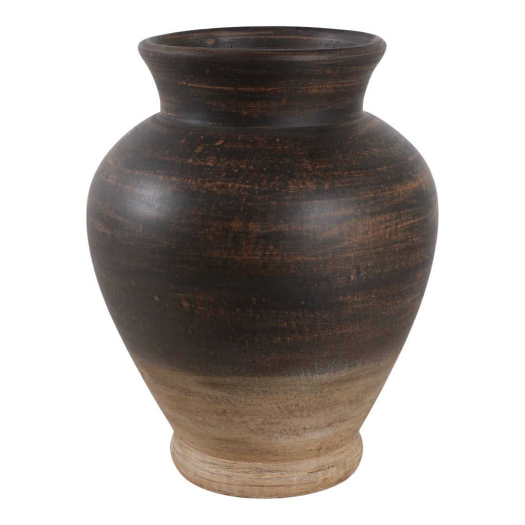 Vase - Brown Terracotta Two Tone Traditional, 12 in.