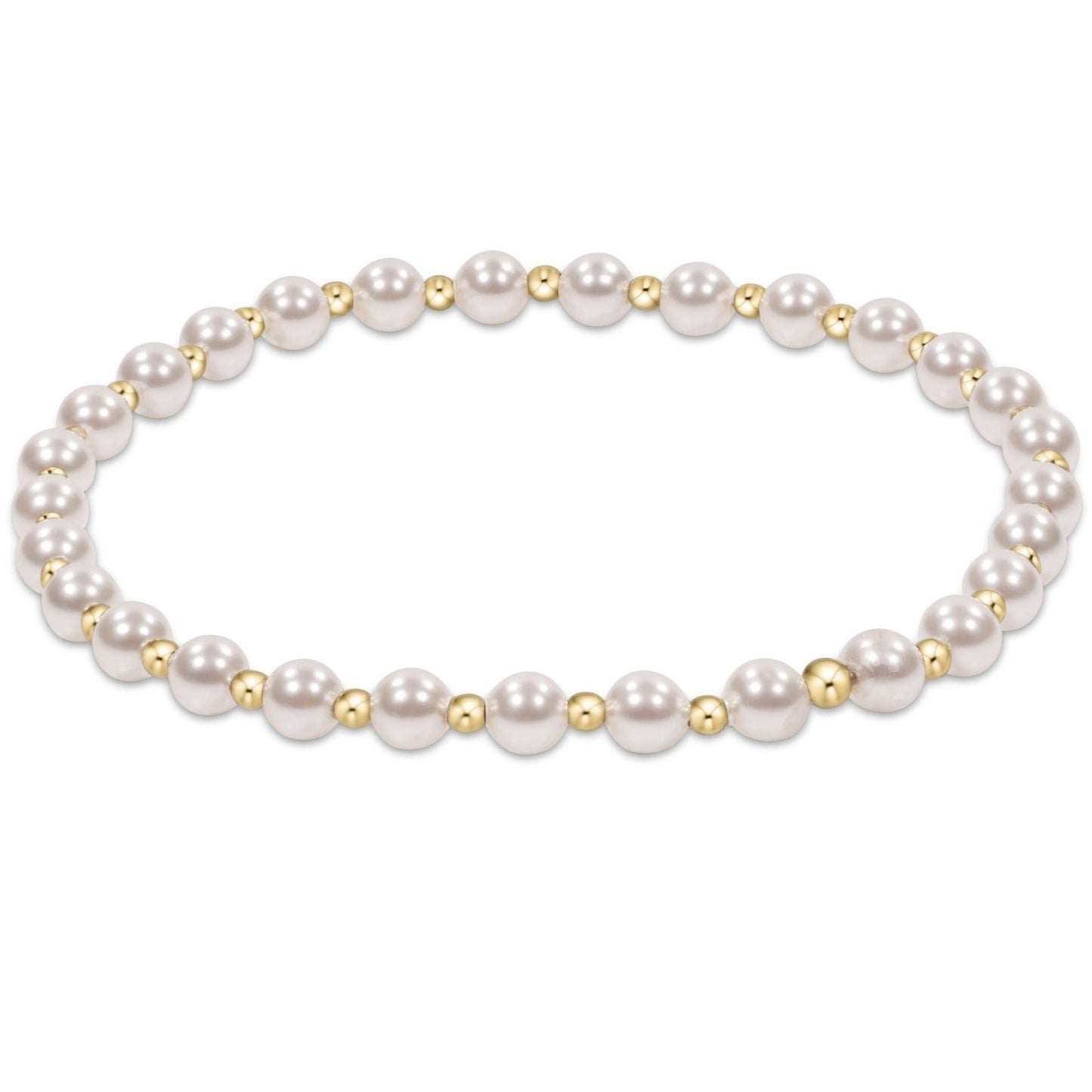 Classic Grateful Pattern 4MM Bead Bracelet, Pearl