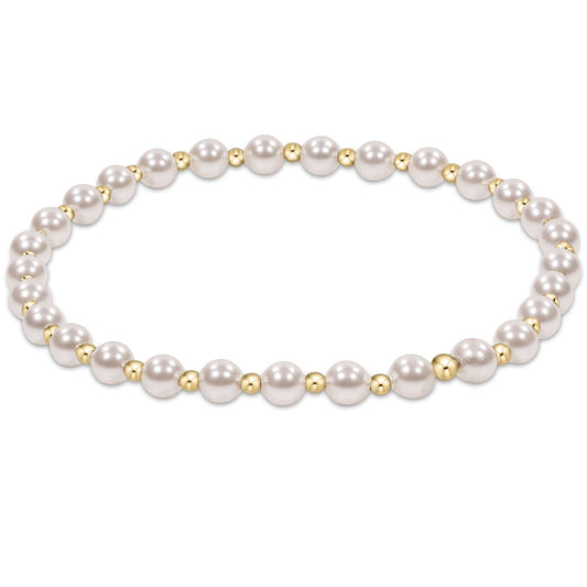 Classic Grateful Pattern 4MM Bead Bracelet, Pearl