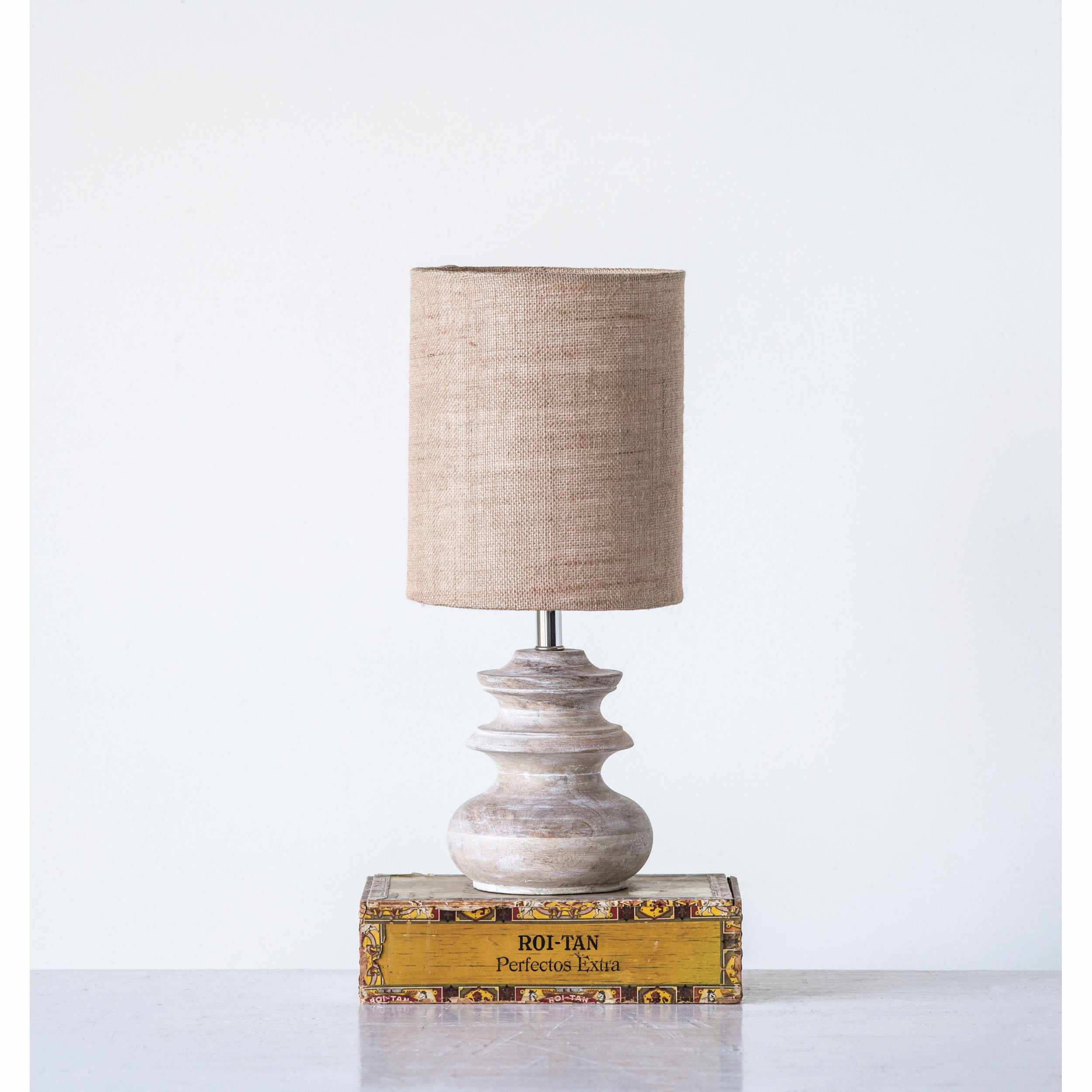 Mango Wood Table Lamp with Jute Shade