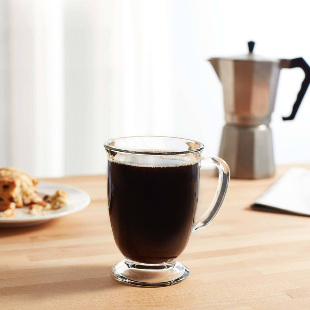 Kona Glass Coffee Mugs, 16-ounce, Set of 6