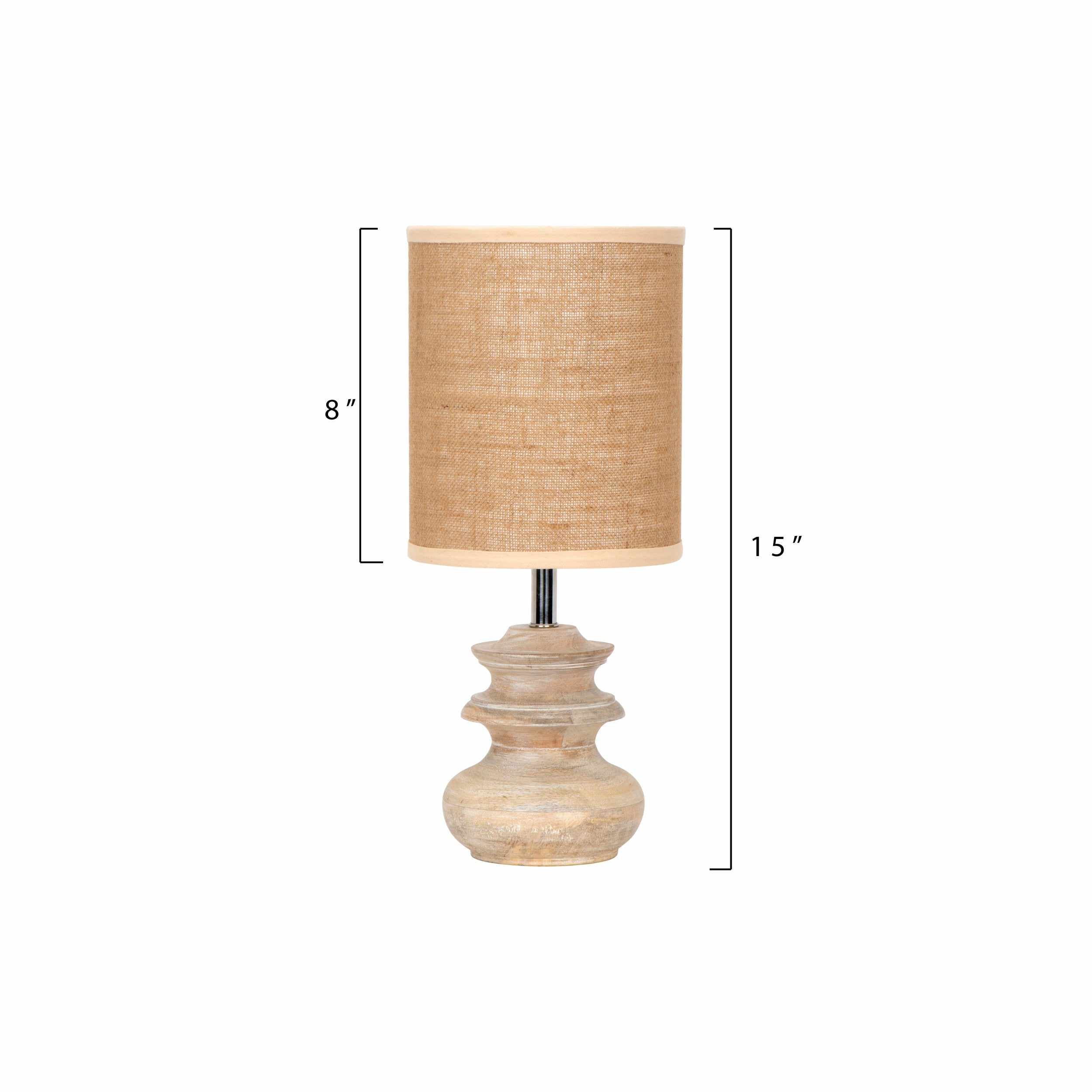 Mango Wood Table Lamp with Jute Shade
