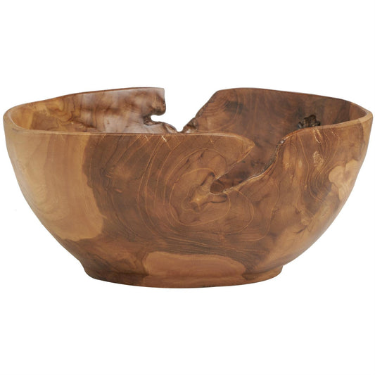 Brown Teak Wood Handmade Decorative Bowl With Natural Grooves | Bridal Shower Bryn Frederick & Lewis Blount