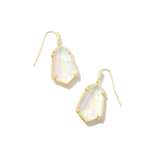 Kendra Scott Gold Iridescent Clear Rock Crystal Alexandria Drop Earrings