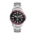 FOSSIL Men's Crimson Bezel Silver-Tone Stainless Steel Bracelet Watch, 42mm