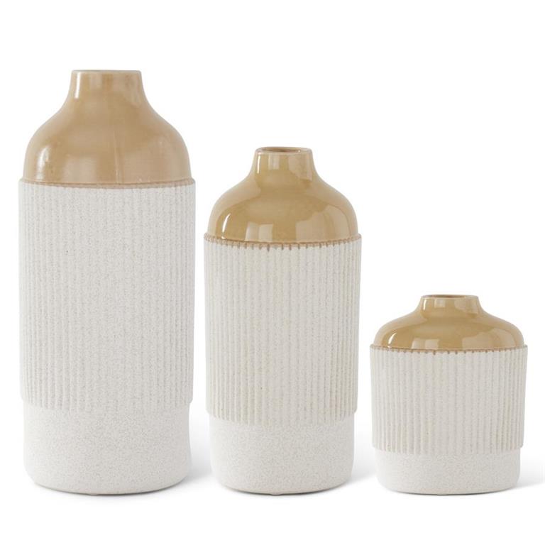 Beige Glazed & White Stoneware Vases | Bridal Shower Taylor Burch & Blaine Gaddy