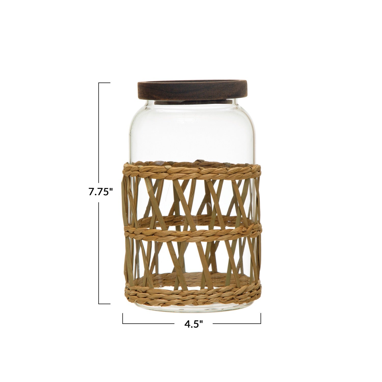 Glass Canisters w/ Acacia Wood Lid & Woven Sleeve