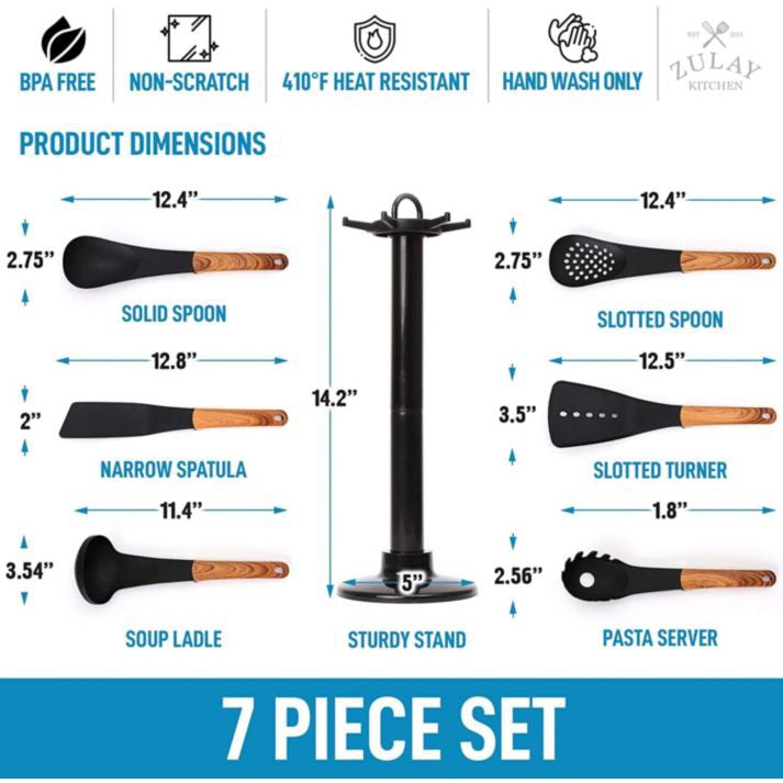 Non Stick Nylon Kitchen Utensil Set With Rotating Stand (7) | Bridal Shower Sarah Smith & Tyler Merriman