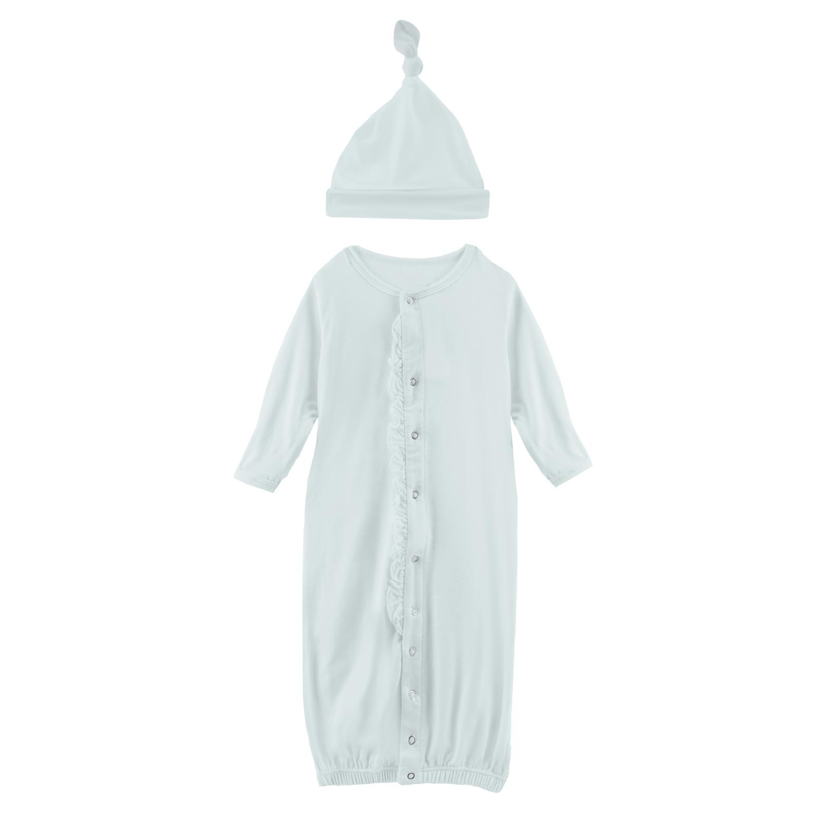Ruffle Layette Gown Converter & Single Knot Hat Set