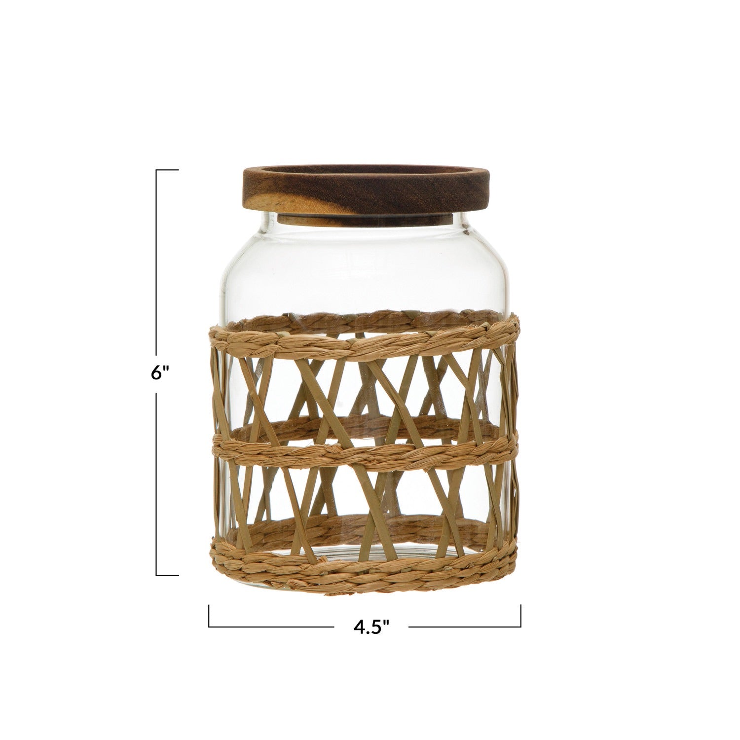 Glass Canisters w/ Acacia Wood Lid & Woven Sleeve