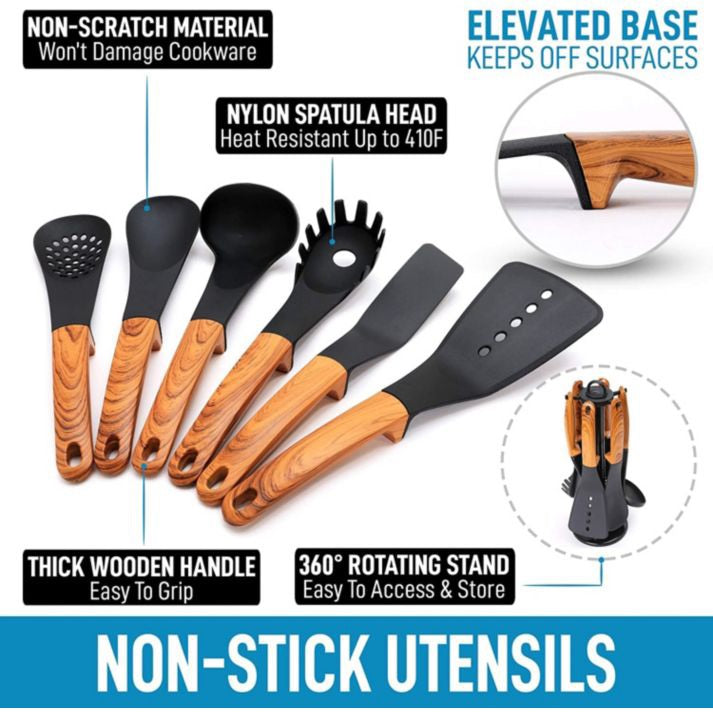 Non Stick Nylon Kitchen Utensil Set With Rotating Stand (7) | Bridal Shower Sarah Smith & Tyler Merriman