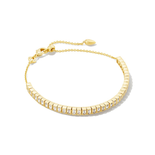Kendra Scott Gold White CZ Gracie Tennis Delicate Chain Bracelet