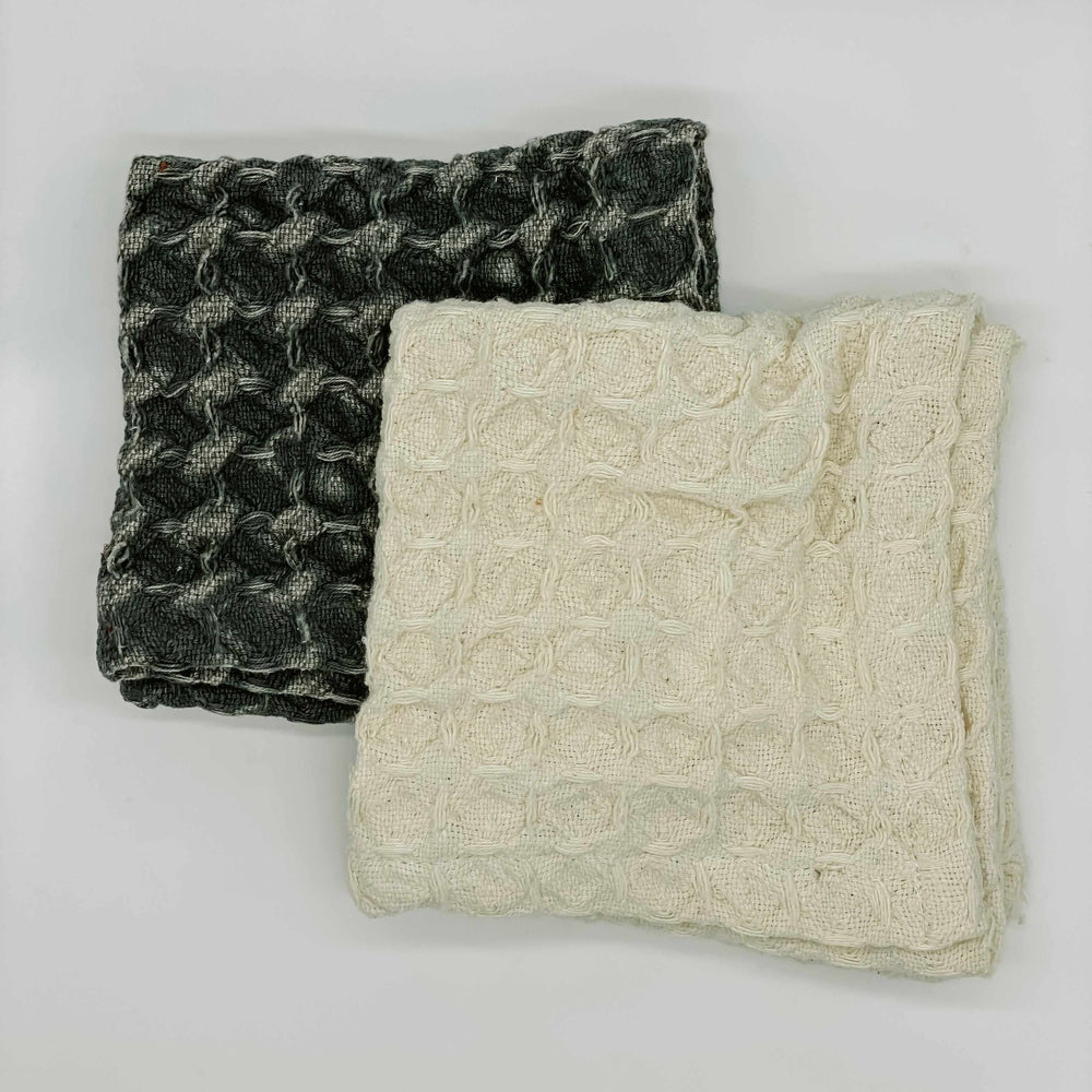 Cotton Waffle Weave Dish Cloths w/ Loops, Set of 2