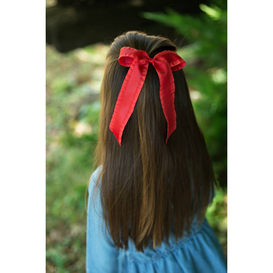 Satin Ruffle Long Tail Bow - Classic Colors