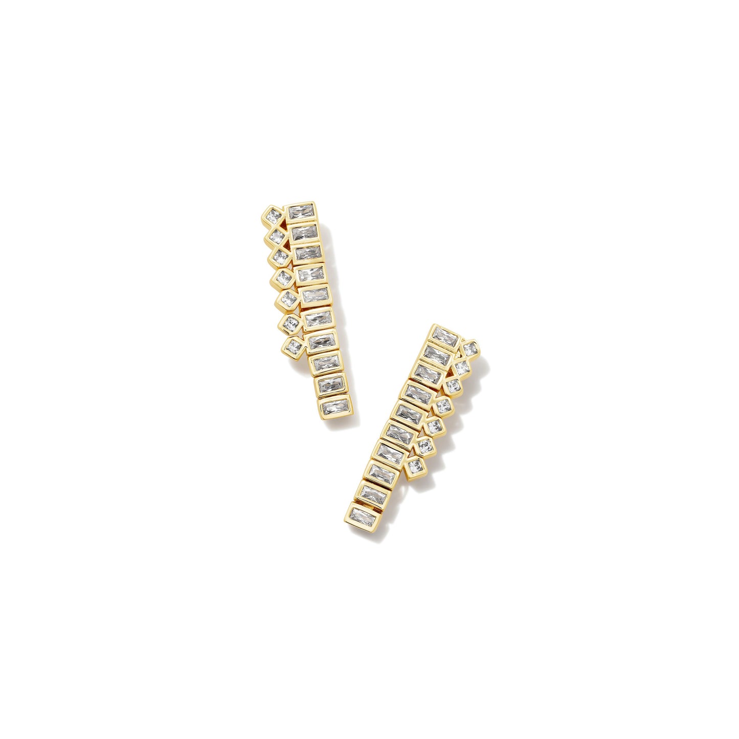 Kendra Scott Gold White CZ Gracie Tennis Linear Earrings