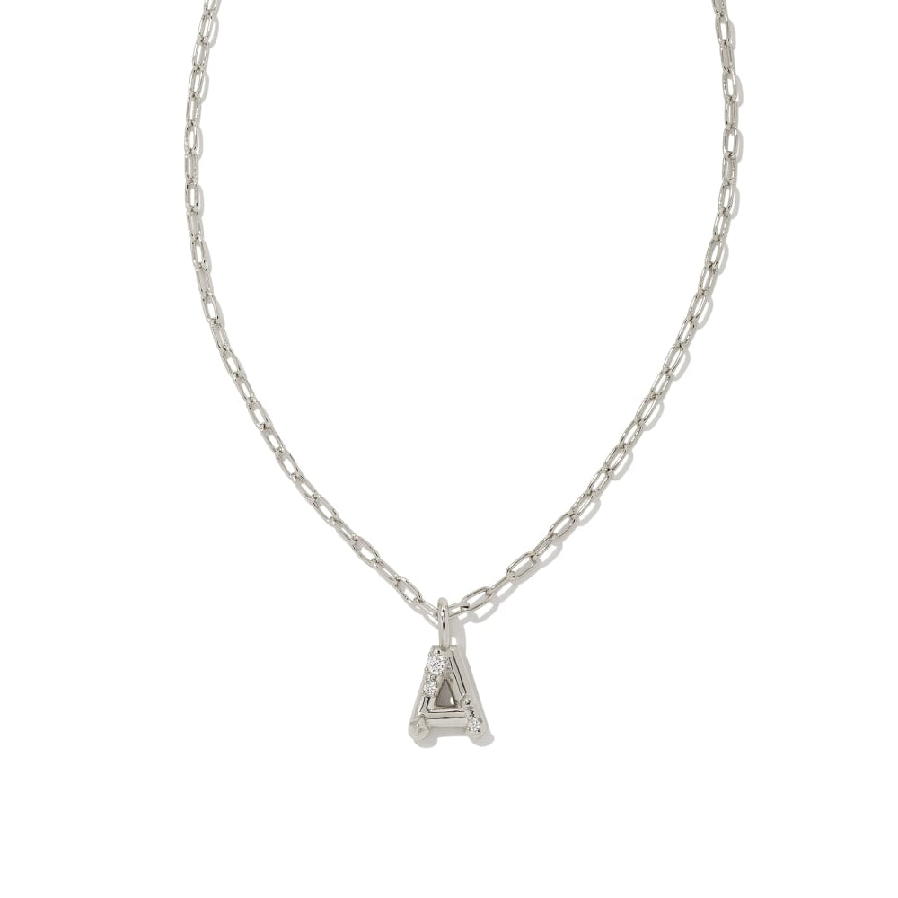 Crystal Letter A Silver Short Pendant Necklace in White Crystal | Kendra  Scott