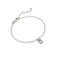 Kendra Scott Crystal Letter Silver Delicate Chain Bracelet in White Crystal Rhodium Metal