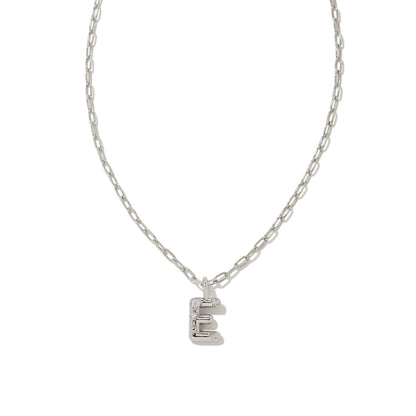Crystal Letter Silver Short Pendant Necklace in White Crystal