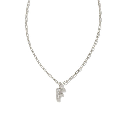 Crystal Letter Silver Short Pendant Necklace in White Crystal