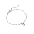 Crystal Letter Silver Delicate Chain Bracelet in White Crystal