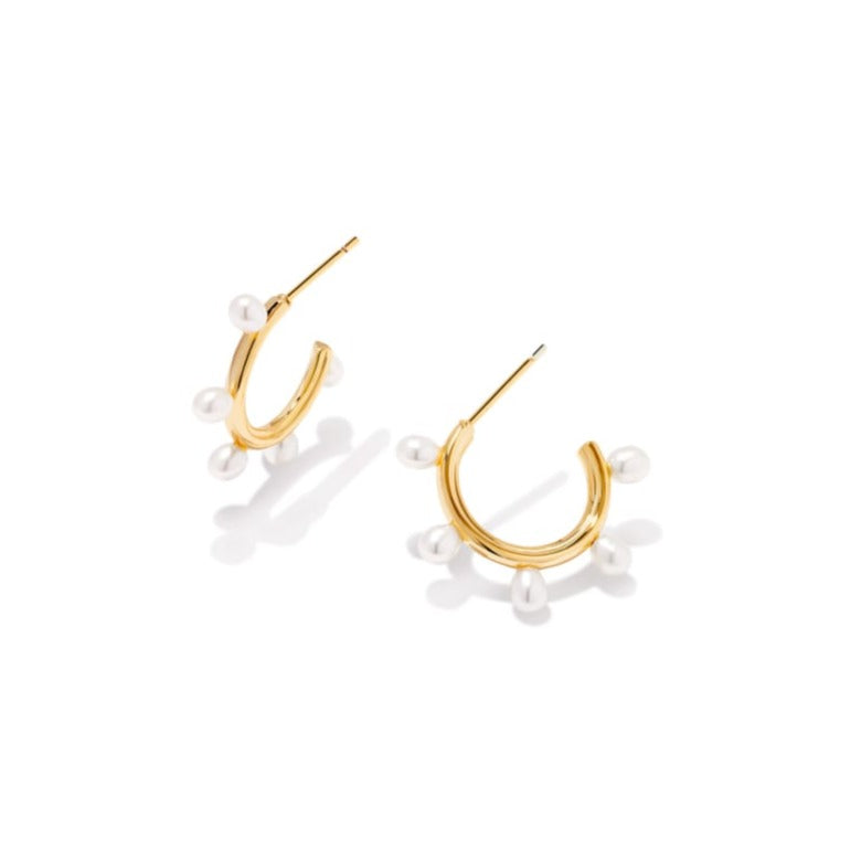 Kendra Scott Gold Leighton Pearl Huggie Earrings