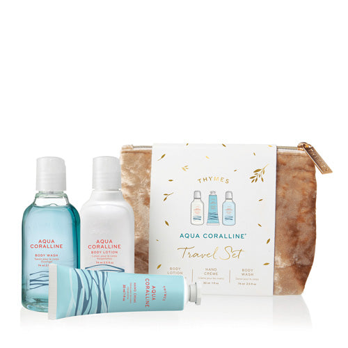 Travel Set with Beauty Bag, Aqua Coralline