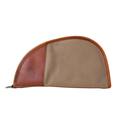 Large Revolver Case - Saddle Coated Canvas Front Angle in Color 'Saddle Coated Canvas'